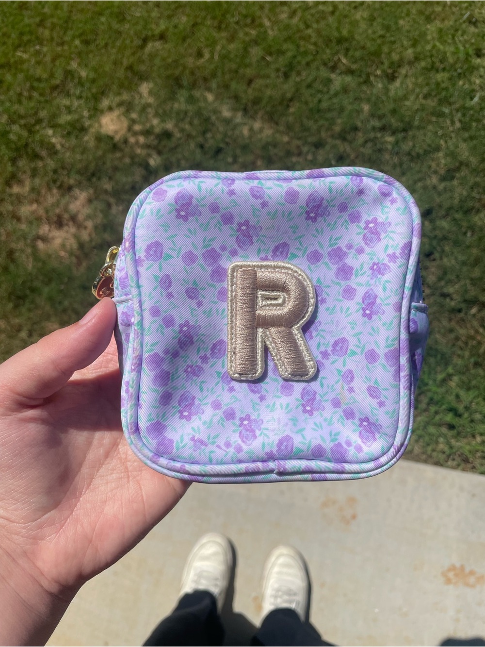 Stoney Clover Lane Lavender Floral 'R' Mini Pouch